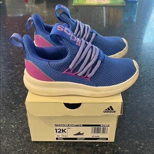 adidas Kids Slip-On Sneakers in Blue with Pink Accents